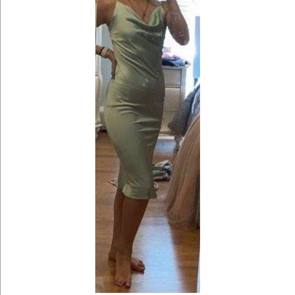 Beginning boutique Mint green silk dress